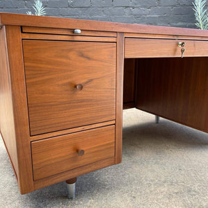 Mid-Century Modern Walnut Executive Desk with Finished Back, c.1960’s