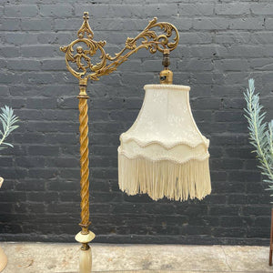 Antique Brass & Onix Marble Floor Lamp