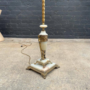 Antique Brass & Onix Marble Floor Lamp