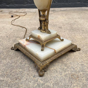 Antique Brass & Onix Marble Floor Lamp