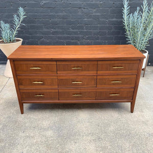 Mid-Century Modern Walnut Dresser with Brass Pulls, c.1960’s