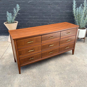 Mid-Century Modern Walnut Dresser with Brass Pulls, c.1960’s