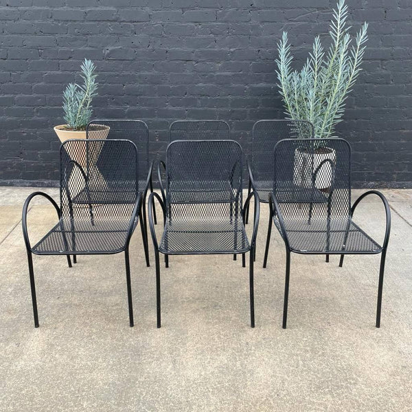 Set of 6 Vintage Metal Stackable Patio Chairs