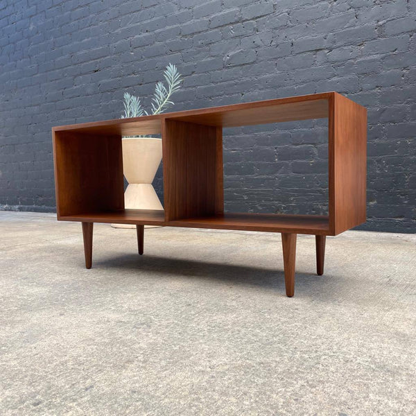 Custom Modern Low Walnut Credenza / Bookcase