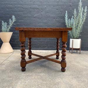 Antique English Style Oak Expanding Dining Table, c.1940’s