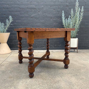 Antique English Style Oak Expanding Dining Table, c.1940’s