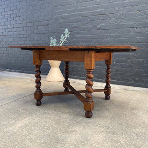 Antique English Style Oak Expanding Dining Table, c.1940’s