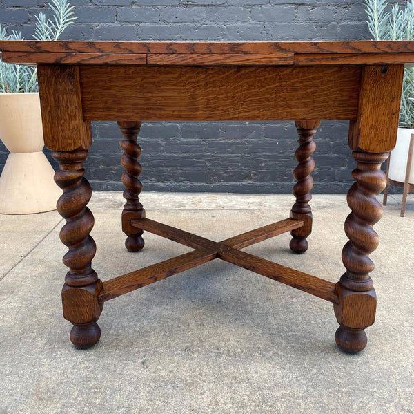 Antique English Style Oak Expanding Dining Table, c.1940’s
