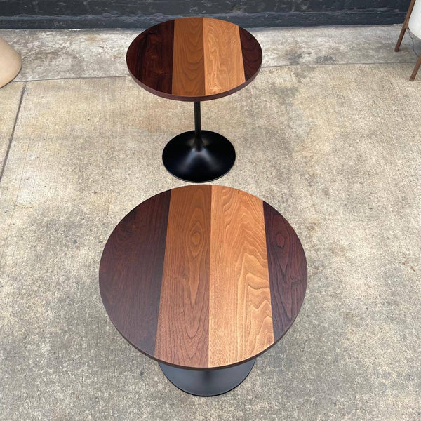 Pair of Vintage Multi-Wood Tulip Style Side Tables 2x