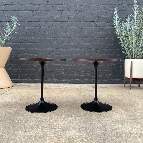 Pair of Vintage Multi-Wood Tulip Style Side Tables 2x
