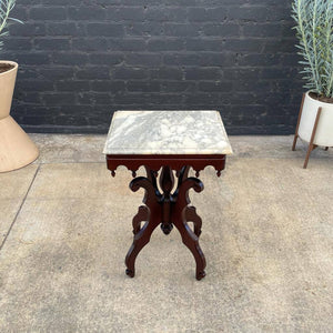 Antique Mahogany Side Table with Marble Top, c.1950’s