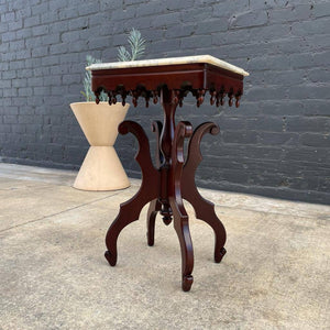 Antique Mahogany Side Table with Marble Top, c.1950’s