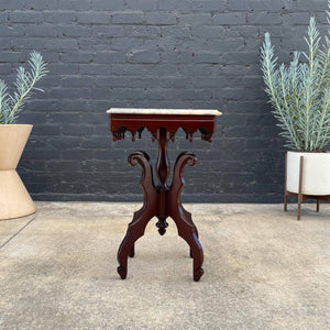 Antique Mahogany Side Table with Marble Top, c.1950’s
