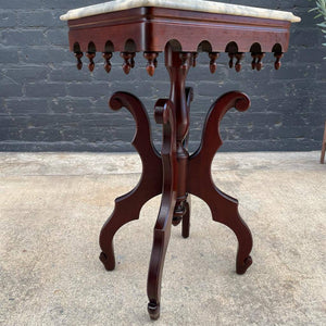 Antique Mahogany Side Table with Marble Top, c.1950’s