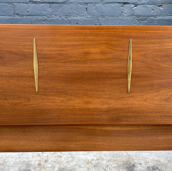 Mid-Century Modern Walnut Full-Size Bed Frame with Brass Accent, c.1960’s