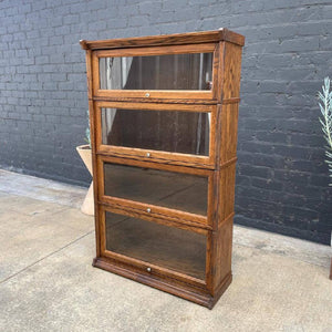 Vintage Oak & Glass Barristers Bookcase Shelf Unit
