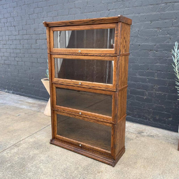Vintage Oak & Glass Barristers Bookcase Shelf Unit