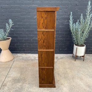 Vintage Oak & Glass Barristers Bookcase Shelf Unit