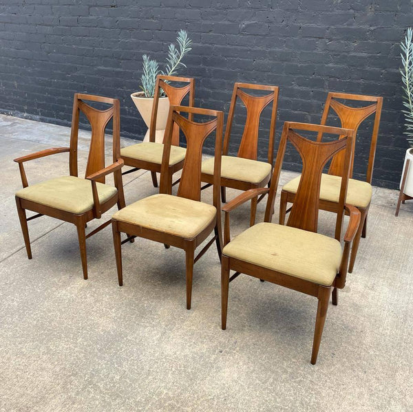 Set of 6 Mid-Century Modern Sculpted Walnut Dining Chairs, c.1960’s