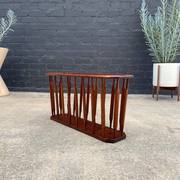 Mid-Century Modern Sculpted Walnut Magazine Shelf Stand, c.1960’s