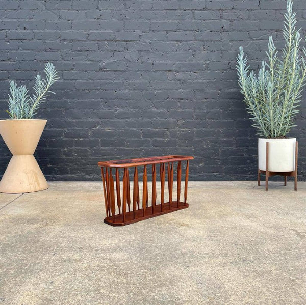 Mid-Century Modern Sculpted Walnut Magazine Shelf Stand, c.1960’s