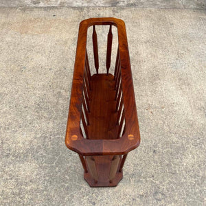 Mid-Century Modern Sculpted Walnut Magazine Shelf Stand, c.1960’s