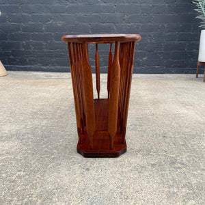 Mid-Century Modern Sculpted Walnut Magazine Shelf Stand, c.1960’s