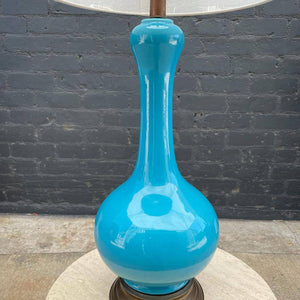 Mid-Century Modern Blue Glazed Ceramic Table Lamp, c.1960’s