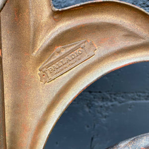 King Size Vintage Regency Style Jungalow Gilded Metal Headboard, made in Italy, 1960’s