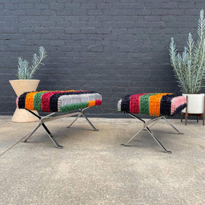 Pair of Chrome Steel Benches by Cumberland Furniture