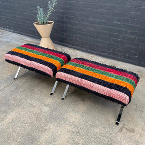 Pair of Chrome Steel Benches by Cumberland Furniture