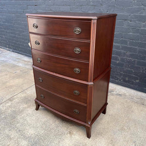 Antique Federal Style Mahogany Highboy Chest of Drawers, 1950’s