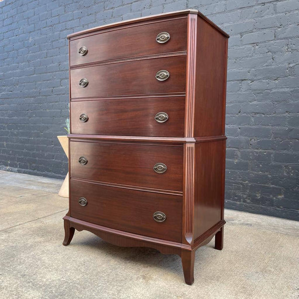 Antique Federal Style Mahogany Highboy Chest of Drawers, 1950’s
