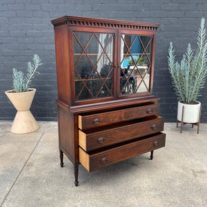 Antique Mahogany Federal Display Cabinet Hutch, c.1950’s