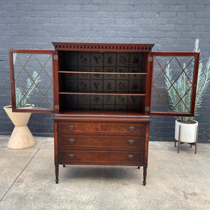 Antique Mahogany Federal Display Cabinet Hutch, c.1950’s