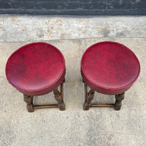 Set of 5 Vintage English Jacobean Style Stools, c.1960’s