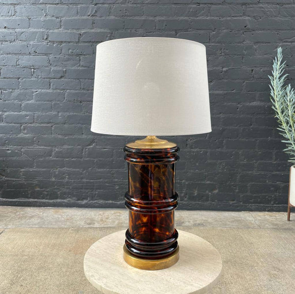 Vintage Italian Murano Tortoise Shell Glass Table Lamp, c.1960’s