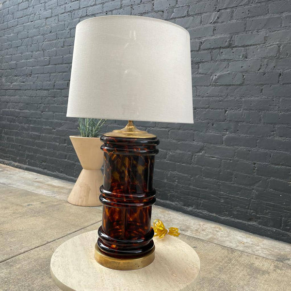 Vintage Italian Murano Tortoise Shell Glass Table Lamp, c.1960’s