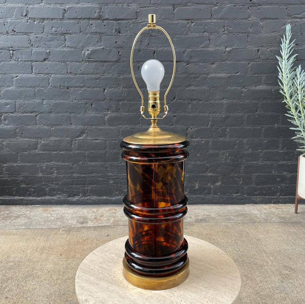 Vintage Italian Murano Tortoise Shell Glass Table Lamp, c.1960’s