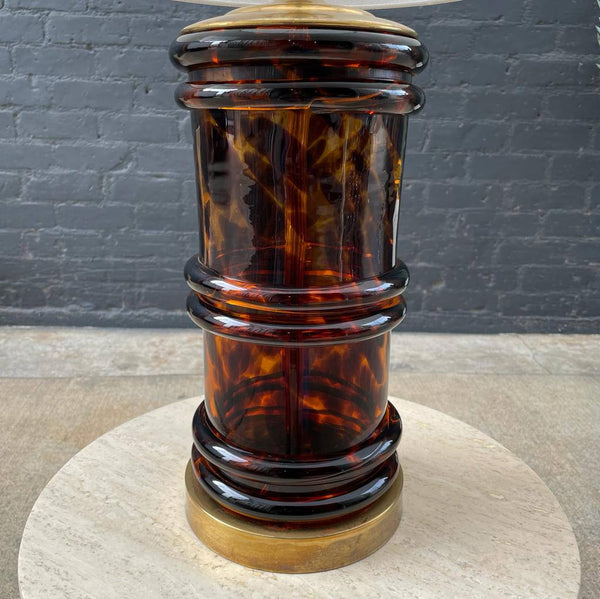 Vintage Italian Murano Tortoise Shell Glass Table Lamp, c.1960’s