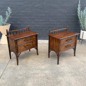 Pair of Vintage Hollywood Regency Faux Bamboo Night Stands by Century Furniture, c.1960’s