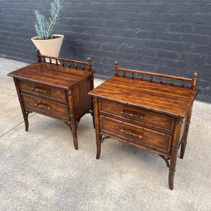 Pair of Vintage Hollywood Regency Faux Bamboo Night Stands by Century Furniture, c.1960’s