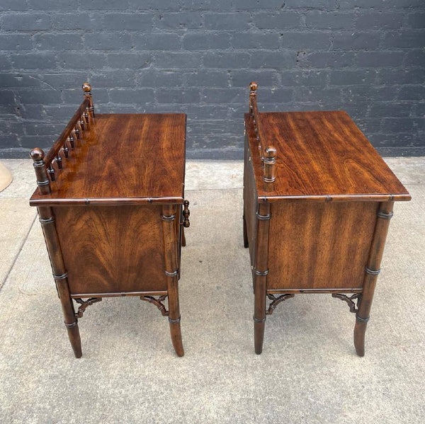 Pair of Vintage Hollywood Regency Faux Bamboo Night Stands by Century Furniture, c.1960’s