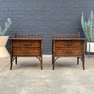 Pair of Vintage Hollywood Regency Faux Bamboo Night Stands by Century Furniture, c.1960’s