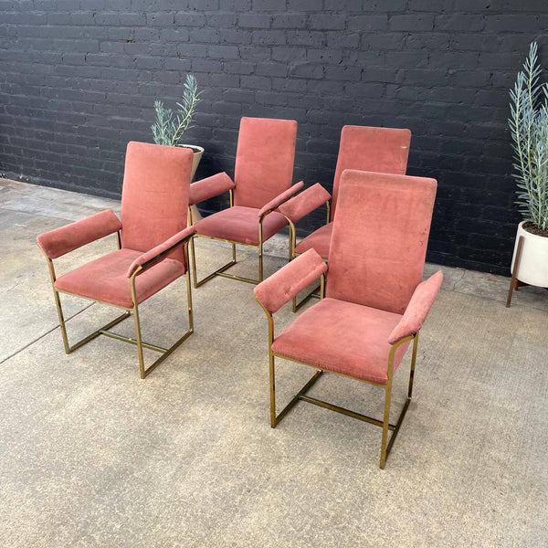 Set of 4 Vintage Polished Brass Dining Chairs, c.1970’s