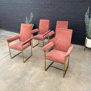 Set of 4 Vintage Polished Brass Dining Chairs, c.1970’s