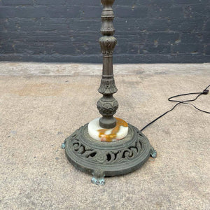 Antique Victorian Style Slag Green Flower Glass Floor Lamp, c.1950’s