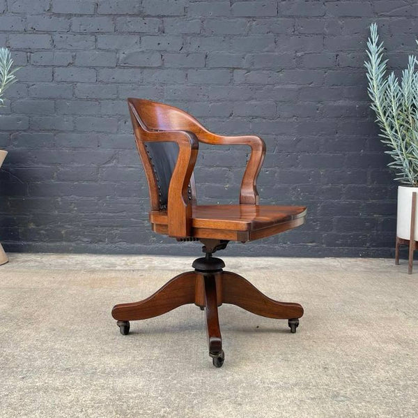 Vintage California Walnut Height Adjustable Office Chair