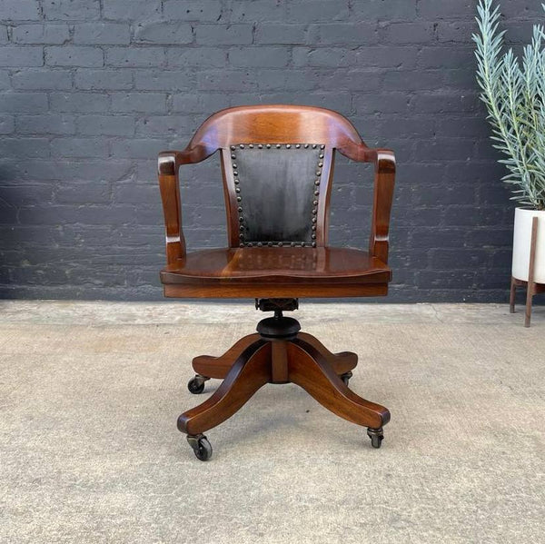 Vintage California Walnut Height Adjustable Office Chair