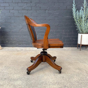 Vintage California Walnut Height Adjustable Office Chair